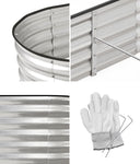 Outdoor Garden Bed Oval Galvanised Steel 160x80x42cm Silver