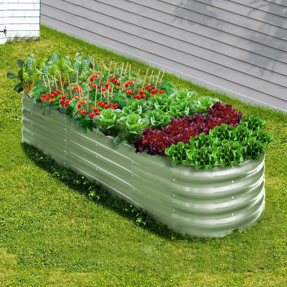 3x Garden Bed 160x80x42cm Planter Box Raised Container Galvanised Green