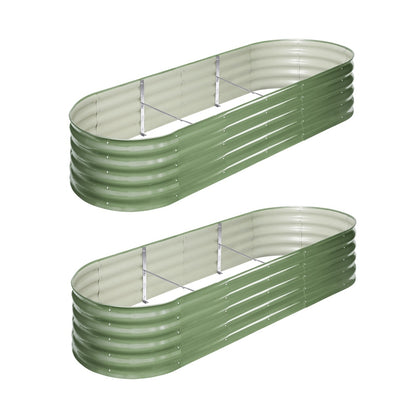 3x Garden Bed 320x80x42cm Planter Box Raised Container Galvanised Green