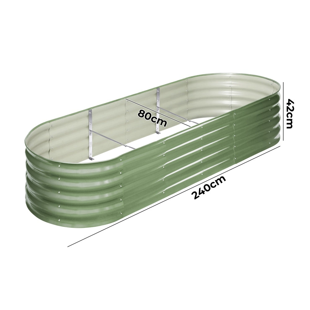 4x Garden Bed 320x80x42cm Planter Box Raised Container Galvanised Green