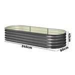 4X Galvanised Raised Garden Bed 240x80x42CM Planter Box for Vegetables