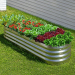 Outdoor Garden Bed Oval Galvanised Steel 160x80x42cm Silver