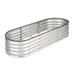 Outdoor Garden Bed Oval Galvanised Steel 160x80x42cm Silver