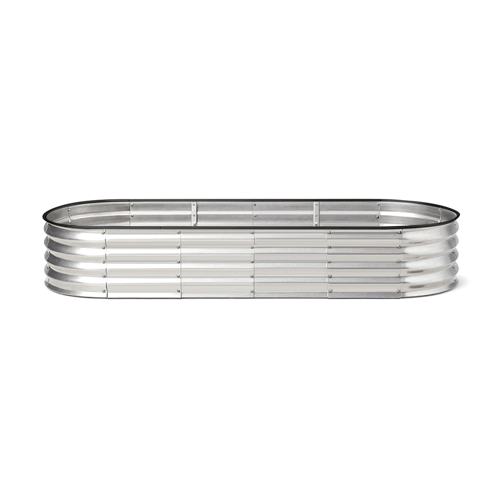 Outdoor Garden Bed Oval Galvanised Steel 160x80x42cm Silver