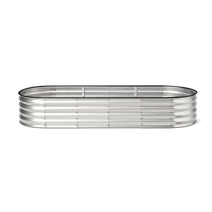 Outdoor Garden Bed Oval Galvanised Steel 160x80x42cm Silver