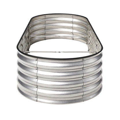 Outdoor Garden Bed Oval Galvanised Steel 160x80x42cm Silver