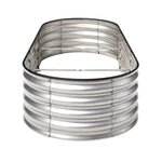 Outdoor Garden Bed Oval Galvanised Steel 160x80x42cm Silver
