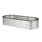 Outdoor Garden Bed Oval Galvanised Steel 160x80x42cm Silver