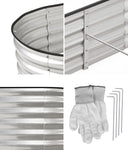 Outdoor Garden Bed Oval Galvanised Steel 160x80x42cm Silver