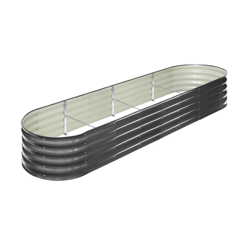 Set of 3 Galvanised Steel Garden Beds – 320x80x42cm