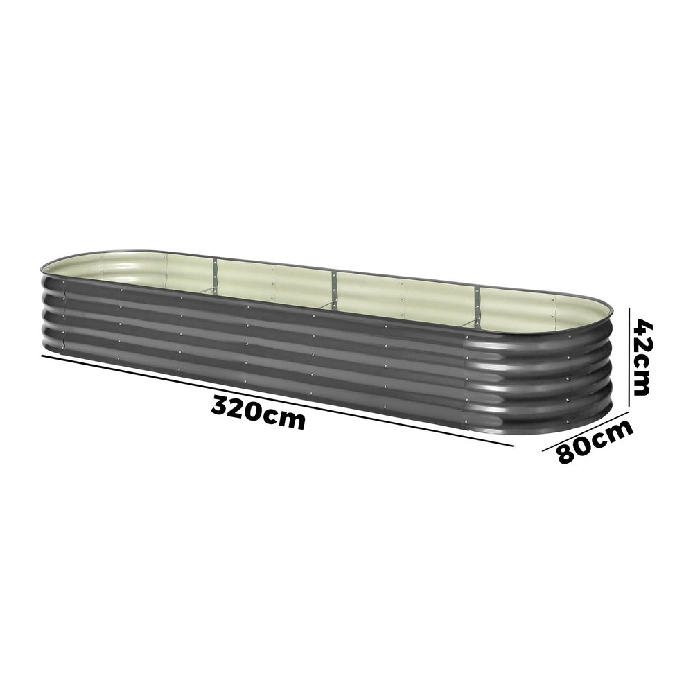 Set of 4 Galvanised Steel Garden Beds – 320x80x42cm
