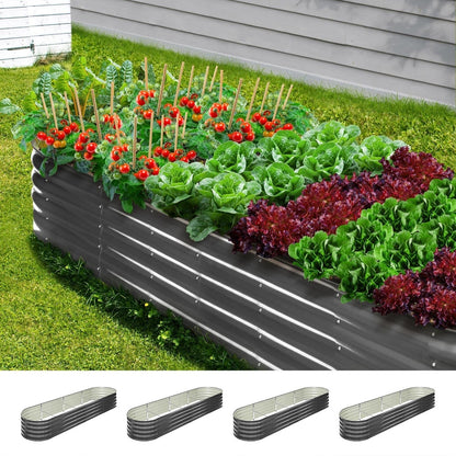 Set of 4 Galvanised Steel Garden Beds – 320x80x42cm