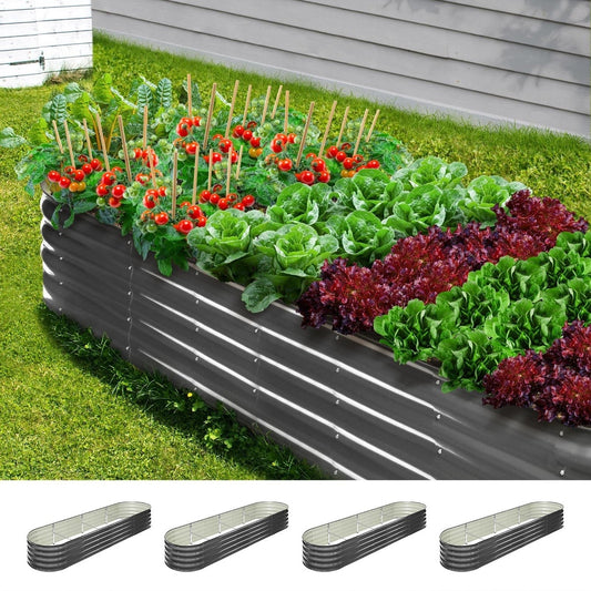 Set of 4 Galvanised Steel Garden Beds – 320x80x42cm