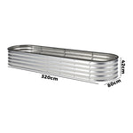 Garden Bed Oval Galvanised Steel Container 240x80x56cm Silver