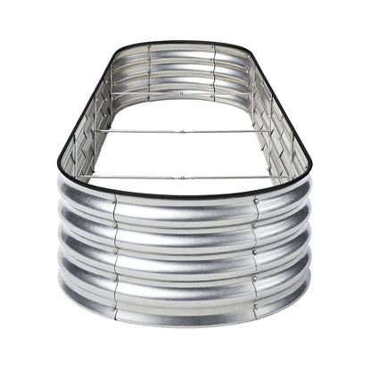 Garden Bed Oval Galvanised Steel Container 240x80x56cm Silver