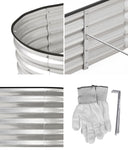 Garden Bed Oval Galvanised Steel Container 240x80x56cm Silver