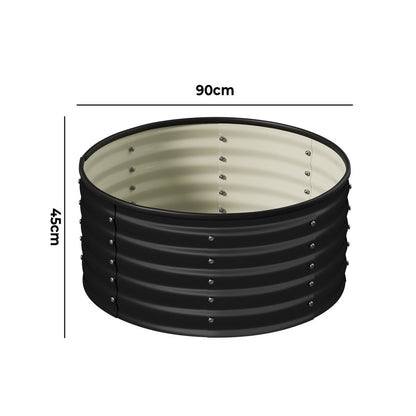 Garden Bed 90x45cm Galvanised Steel Round
