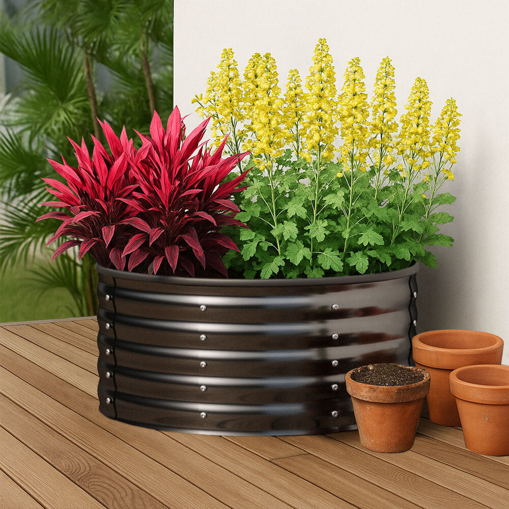 Garden Bed 90x45cm Galvanised Steel Round