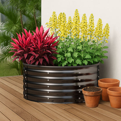 Garden Bed 90x45cm Galvanised Steel Round