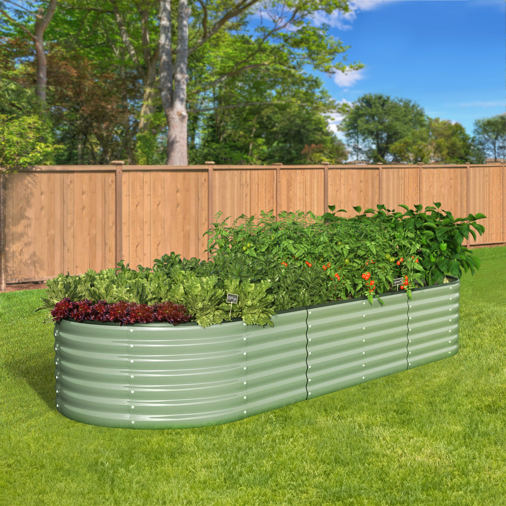 4x Garden Bed 320x80x56cm Planter Box Raised Container Galvanised Green