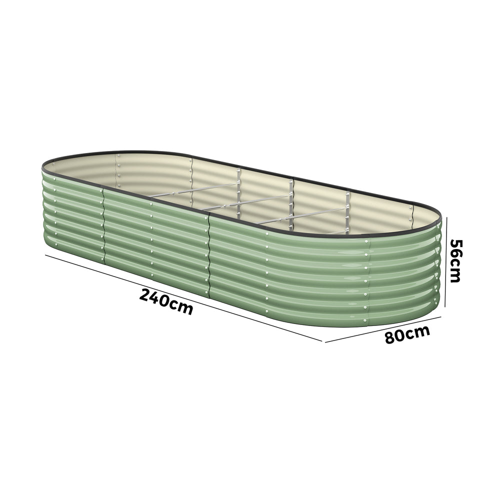3x Garden Bed 320x80x56cm Planter Box Raised Container Galvanised Green
