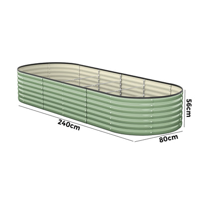 3x Garden Bed 320x80x56cm Planter Box Raised Container Galvanised Green