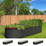 Set of 3 Galvanised Steel Raised Garden Beds – 240x80x56cm