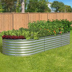 Garden Bed Oval Galvanised Steel Container 240x80x56cm Silver