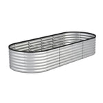 Garden Bed Oval Galvanised Steel Container 240x80x56cm Silver
