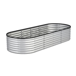 Garden Bed Oval Galvanised Steel Container 240x80x56cm Silver