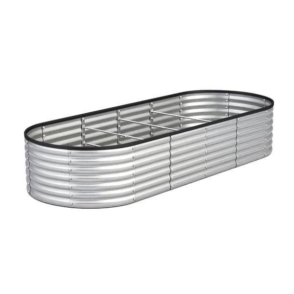  Garden Bed Oval Galvanised Steel Container 240x80x56cm Silver