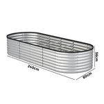 Garden Bed Oval Galvanised Steel Container 240x80x56cm Silver