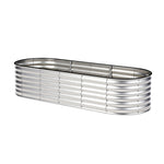 Garden Bed Oval Galvanised Steel Container 240x80x56cm Silver