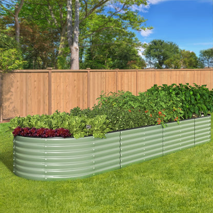 3x Garden Bed 320x80x56cm Planter Box Raised Container Galvanised Green