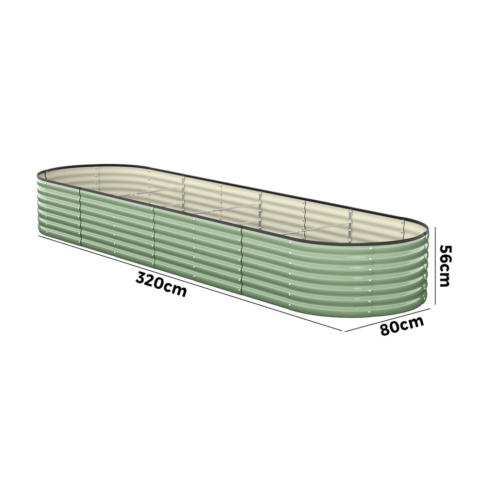 4x Garden Bed 320x80x56cm Planter Box Raised Container Galvanised Green