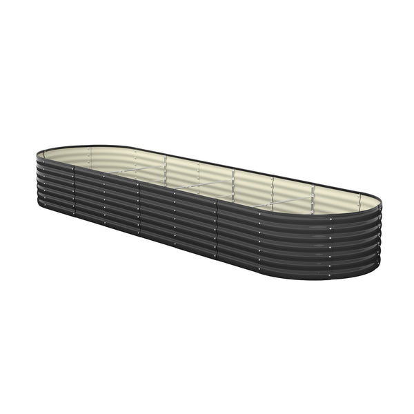  Set of 3 Galvanised Steel Garden Beds – 320x80x56cm