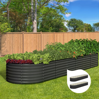 Set of 2 Galvanised Steel Garden Beds – 320x80x56cm