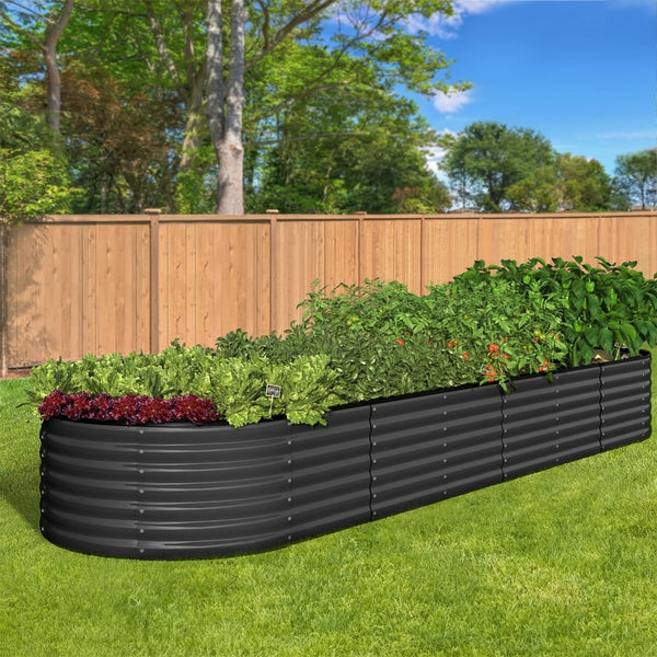  Set of 2 Galvanised Steel Garden Beds – 320x80x56cm