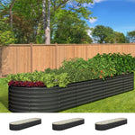 Set of 3 Galvanised Steel Garden Beds – 320x80x56cm