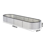 Garden Bed Oval Galvanised Steel Container 240x80x56cm Silver