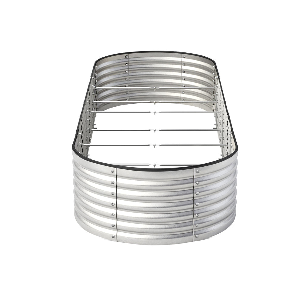 Garden Bed Oval Galvanised Steel Container 240x80x56cm Silver