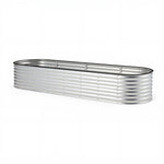 Garden Bed Oval Galvanised Steel Container 240x80x56cm Silver