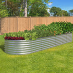 Garden Bed Oval Galvanised Steel Container 240x80x56cm Silver