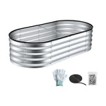Galvanised Raised Garden Bed Oval Metal Planter 120x60cm | HomeAndLiving