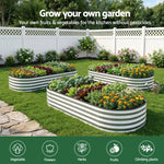 Galvanised Raised Garden Bed Oval Metal Planter 120x60cm | HomeAndLiving