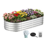Galvanised Raised Garden Bed Oval Metal Planter 150x70cm | HomeAndLiving