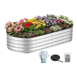 Galvanised Raised Garden Bed Oval Metal Planter 150x70cm | HomeAndLiving