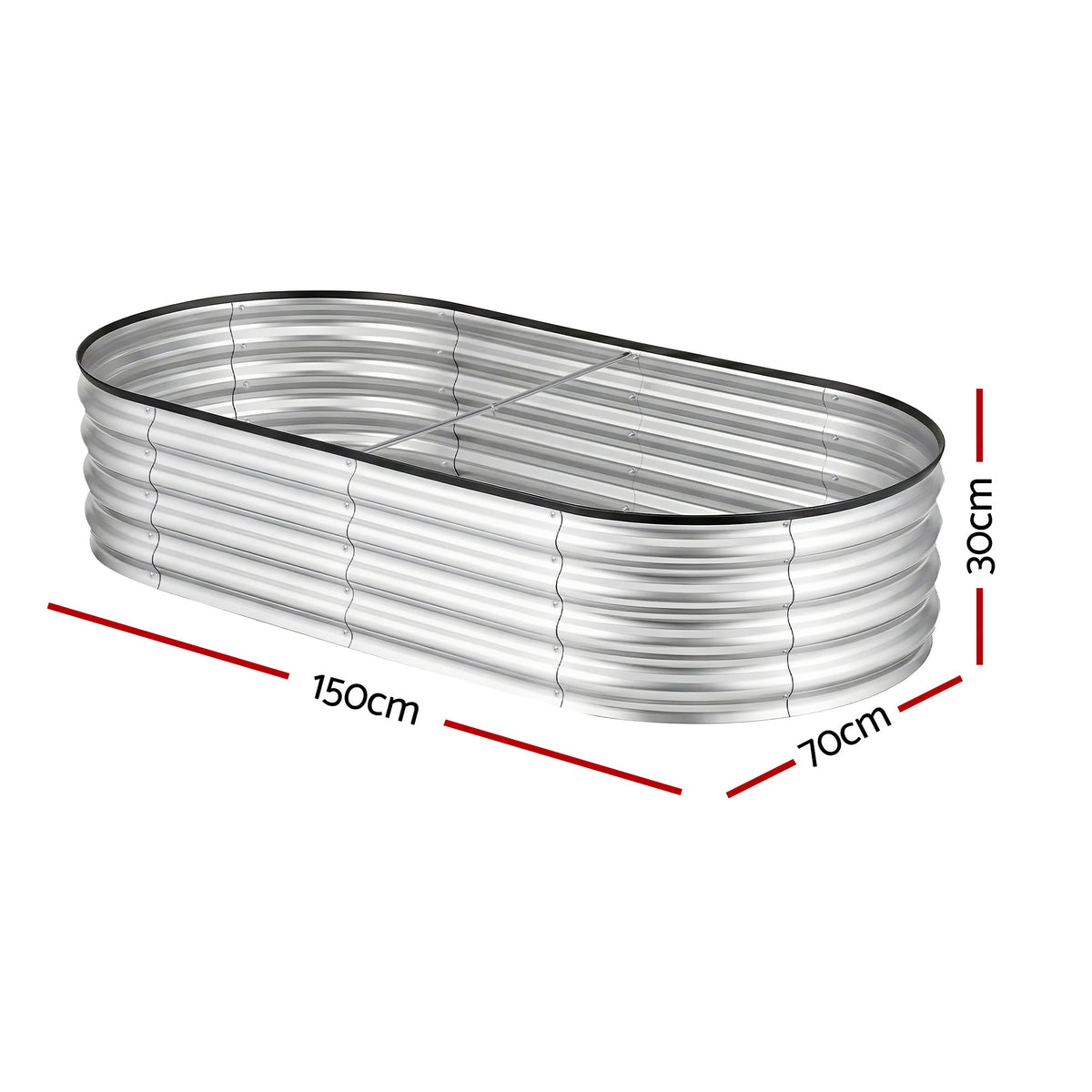 Galvanised Raised Garden Bed Oval Metal Planter 150x70cm | HomeAndLiving