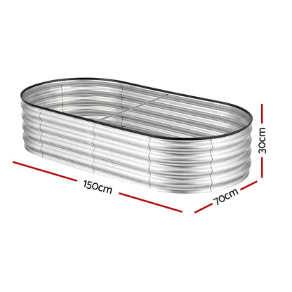 Galvanised Raised Garden Bed Oval Metal Planter 150x70cm | HomeAndLiving