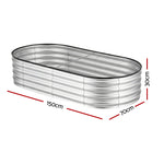 Galvanised Raised Garden Bed Oval Metal Planter 150x70cm | HomeAndLiving